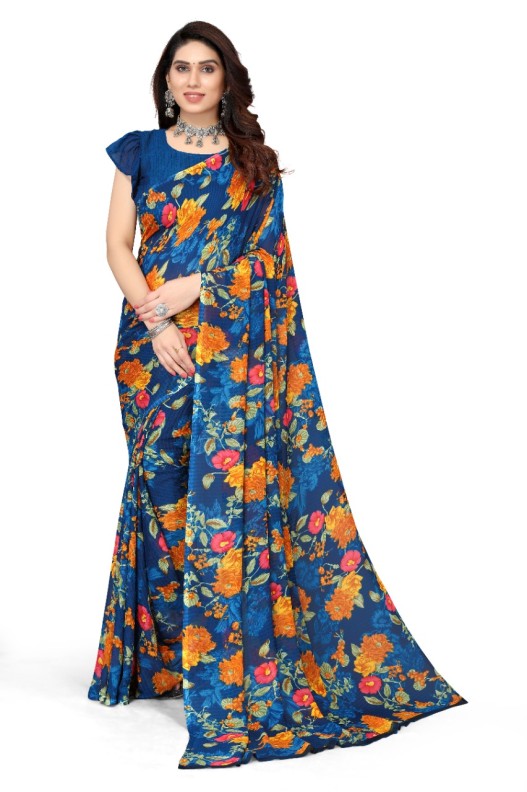 Fancy Georgette Printed Saree With blouse